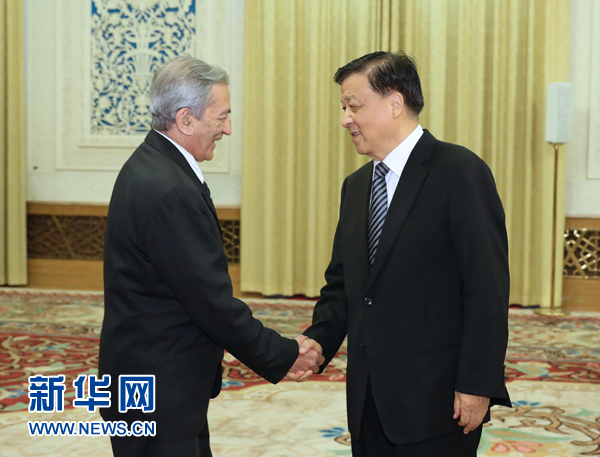6月21日，中共中央政治局常委、中央書記處書記劉云山在北京會(huì)見古共中央書記處書記、國(guó)際關(guān)系部部長(zhǎng)巴拉格爾率領(lǐng)的古巴共產(chǎn)黨代表團(tuán)。新華社記者馬占成攝