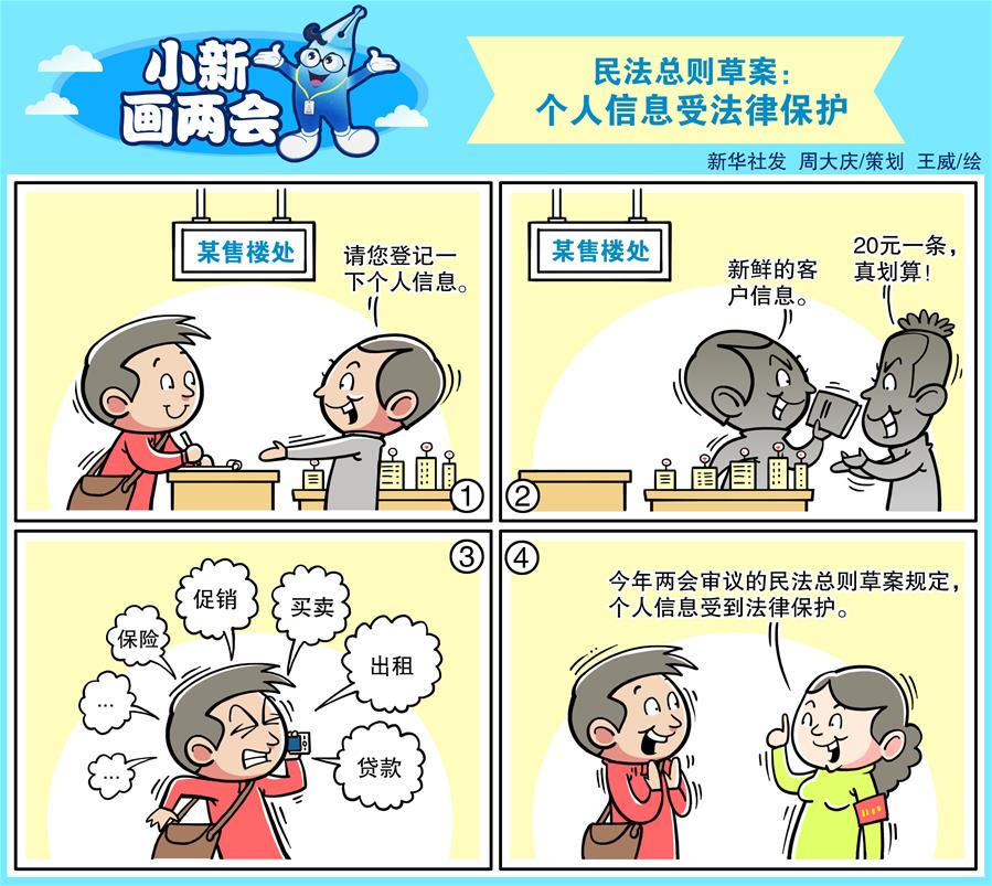 （圖表&middot;漫畫(huà)）[小新畫(huà)兩會(huì)]民法總則草案：個(gè)人信息受法律保護(hù)